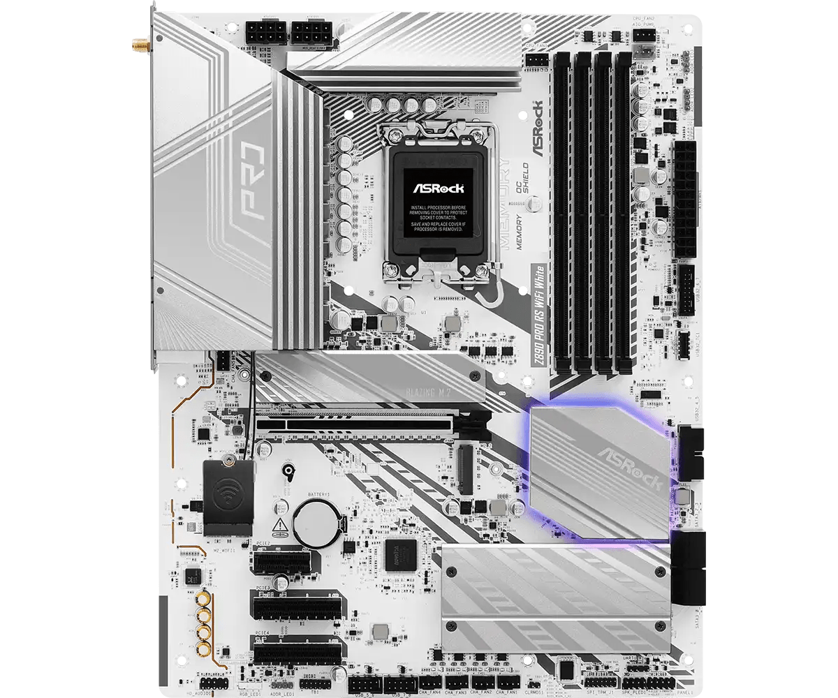 ASRock Z890 Pro RS WiFi White LGA1851 Socket Gaming Motherboard - Vektra Computers LLC ASRock Z890 Pro RS WiFi White LGA1851 Socket Gaming Motherboard - Vektra Computers LLC